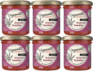 veganer Brotaufstrich- 6er Pack Dreierlei Gemüse mit Hanfsaat