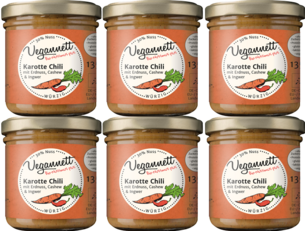 veganer Brotaufstrich- 6er Pack Karotte Chili