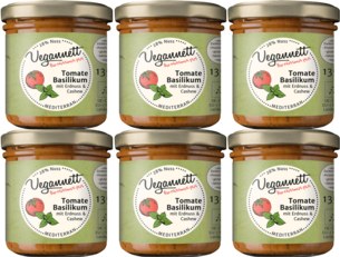veganer Brotaufstrich- 6er Pack Tomate Basilikum